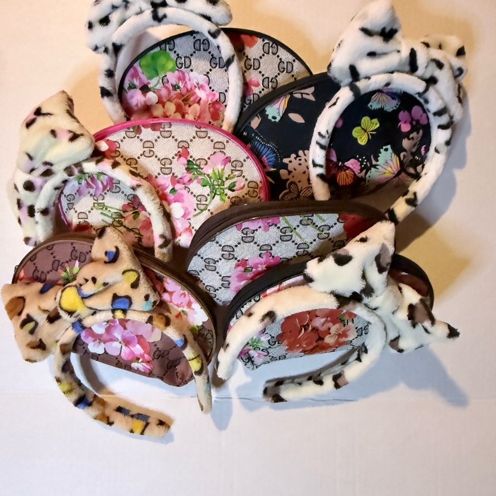 Kids Plush Ear Headband with Floral Accent - Multicolor